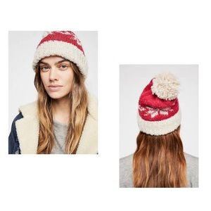 Free People Snow Bird Berry Pom Beanie